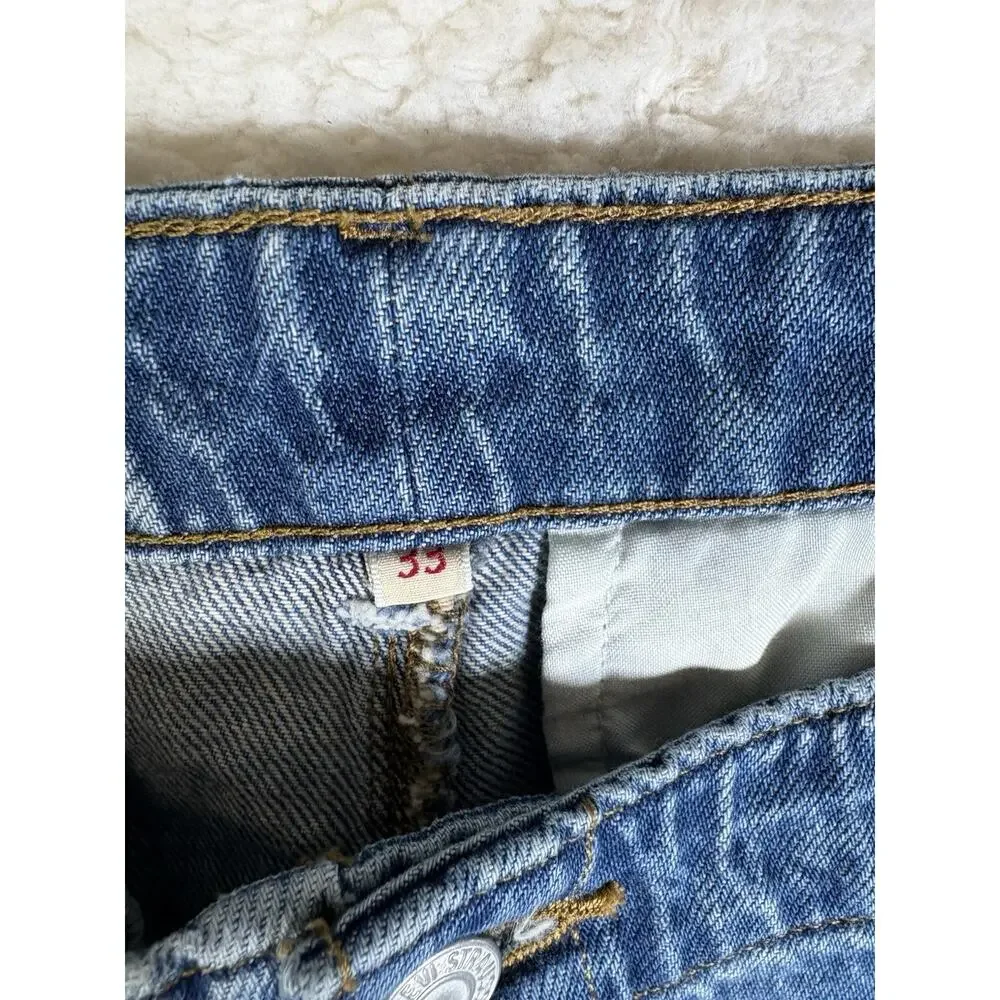 Levis Baggy Jeans Womens 38x31 Blue Premium Mile High Cropped Wide Leg Denim